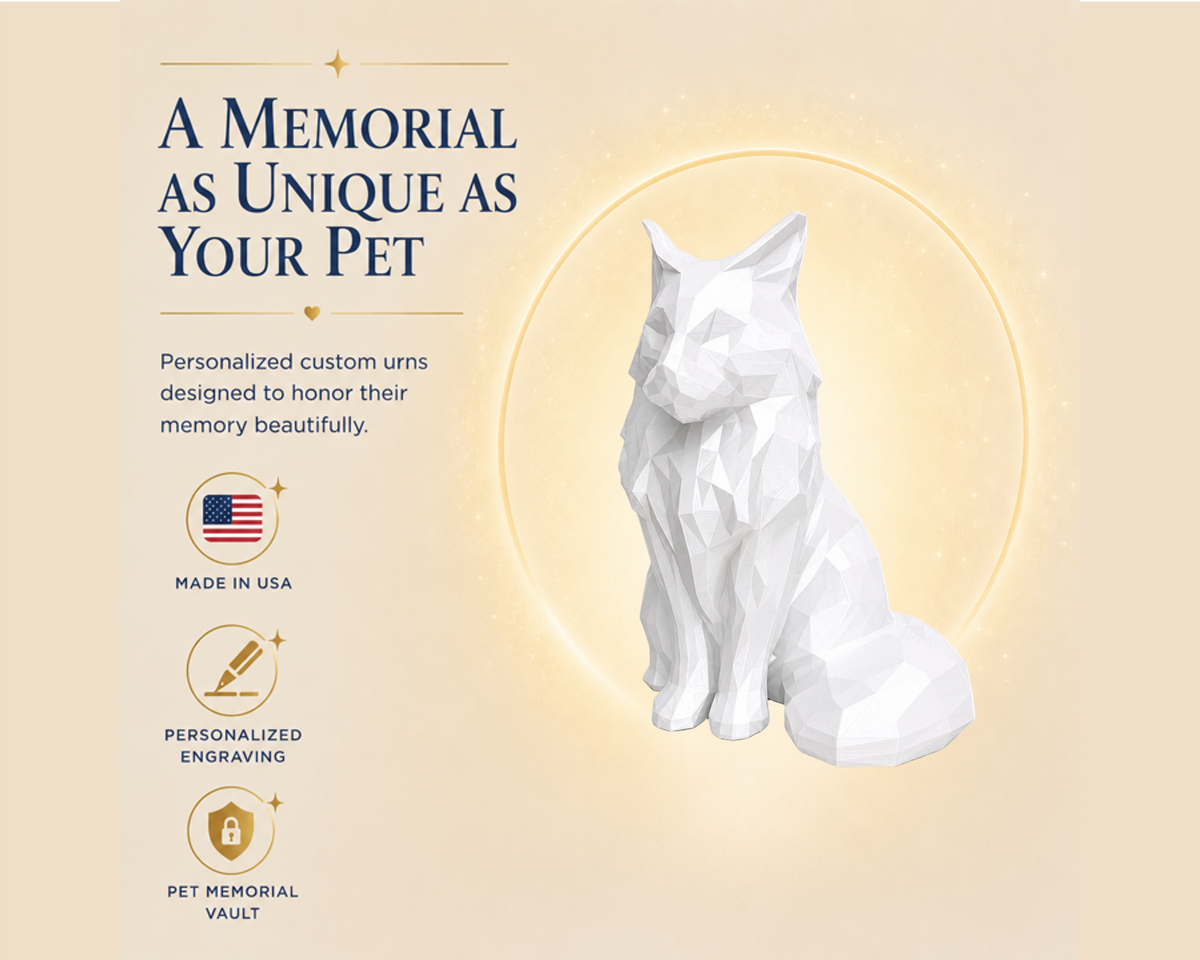 white Maine Coon Cat Pet Capsule custom Urn