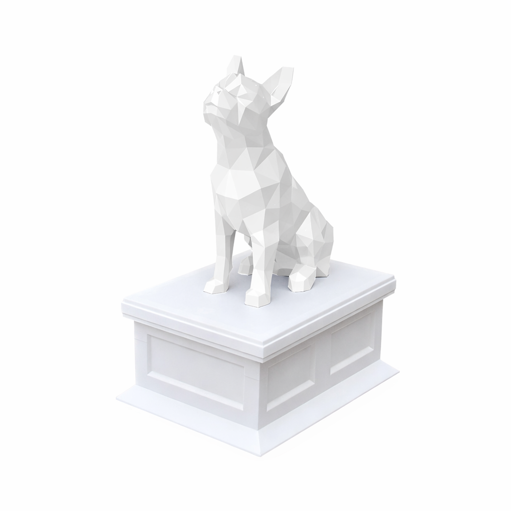 White vault white Boston Terrier Pet Urn