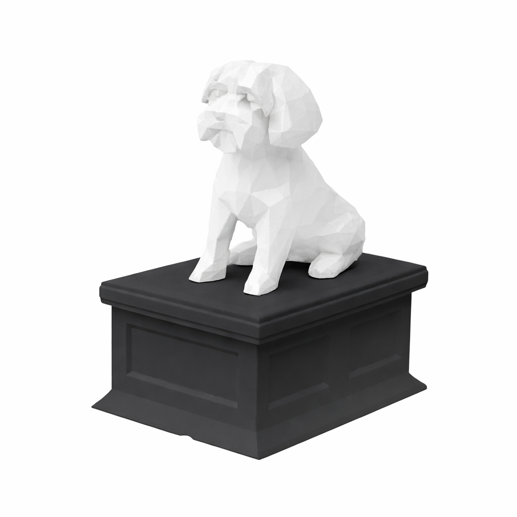 black vault white maltese pet urn