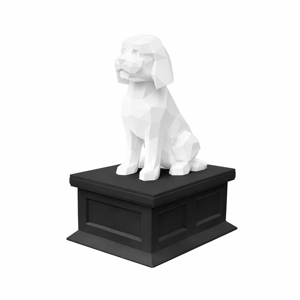 black vault white Golden doodle pet urn