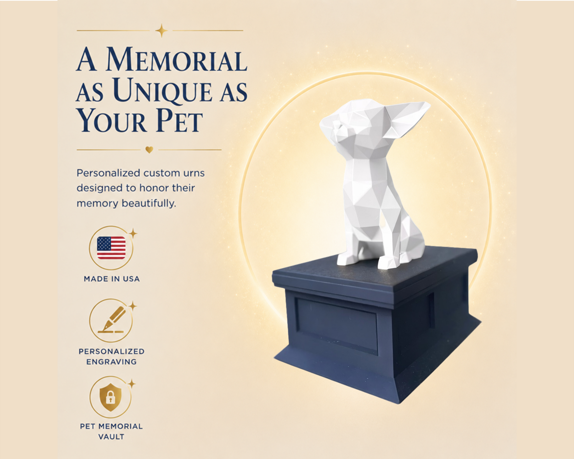 black vault white Chihuahua custom pet urn
