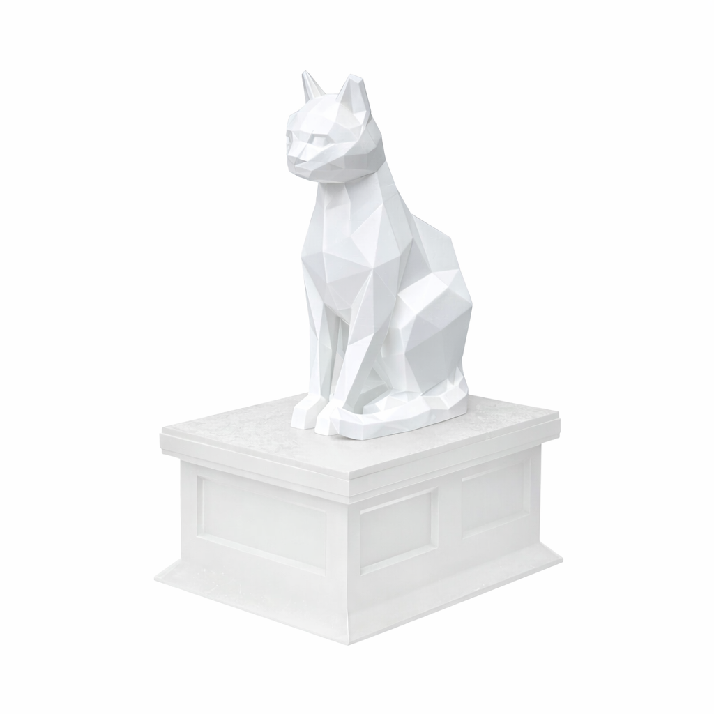 white vault white cat pet urn