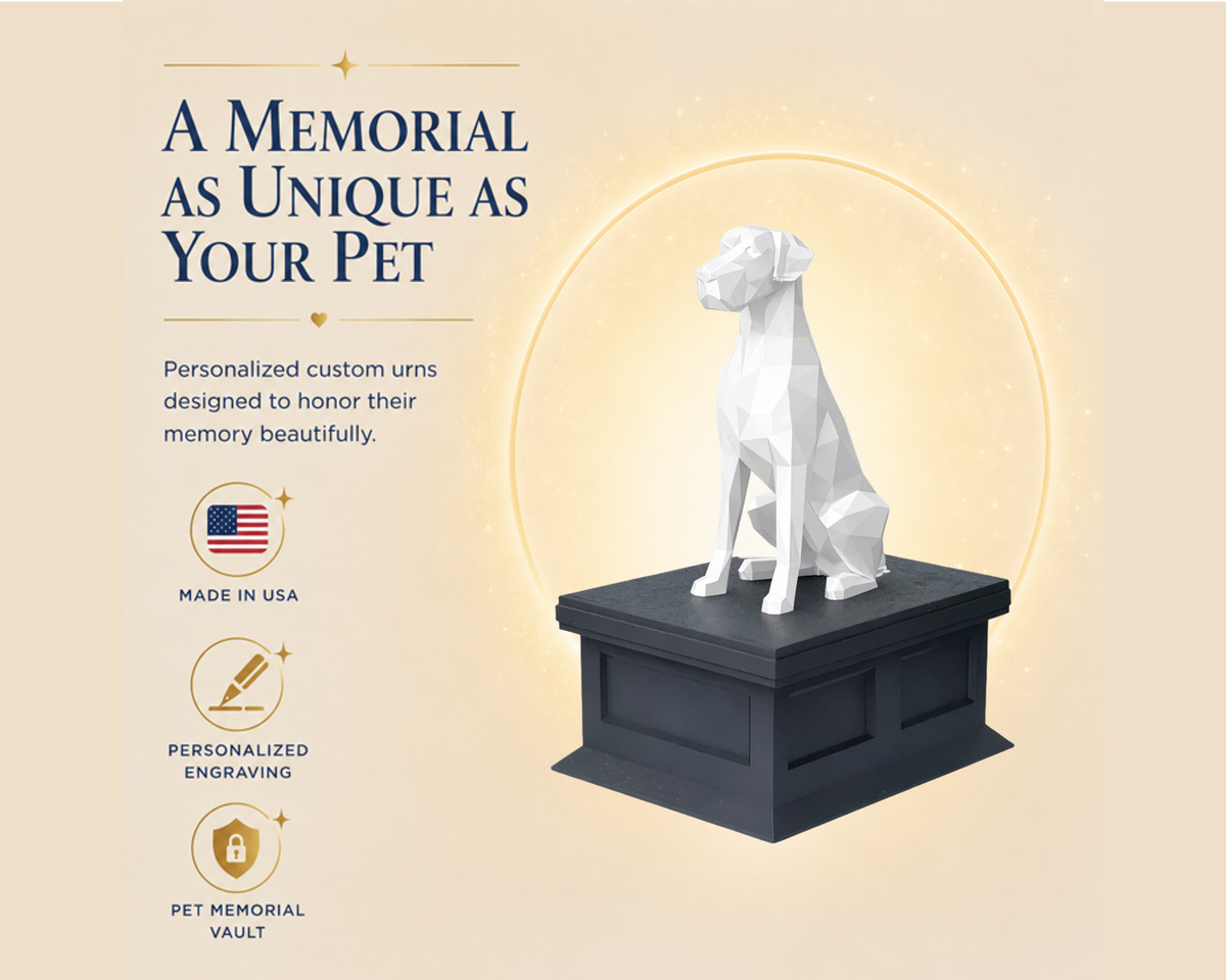 black vault white great dane custom pet urn