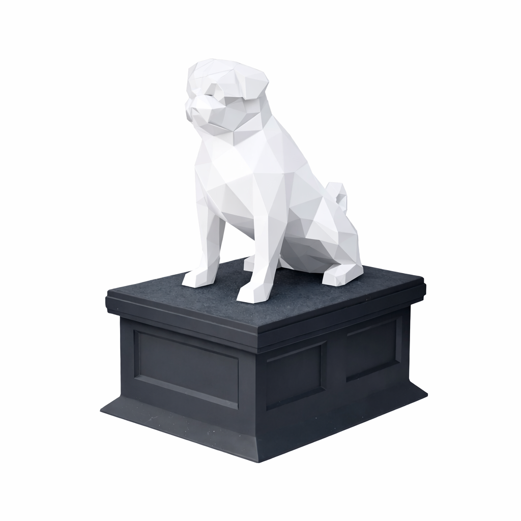 black vault white pug pet urn