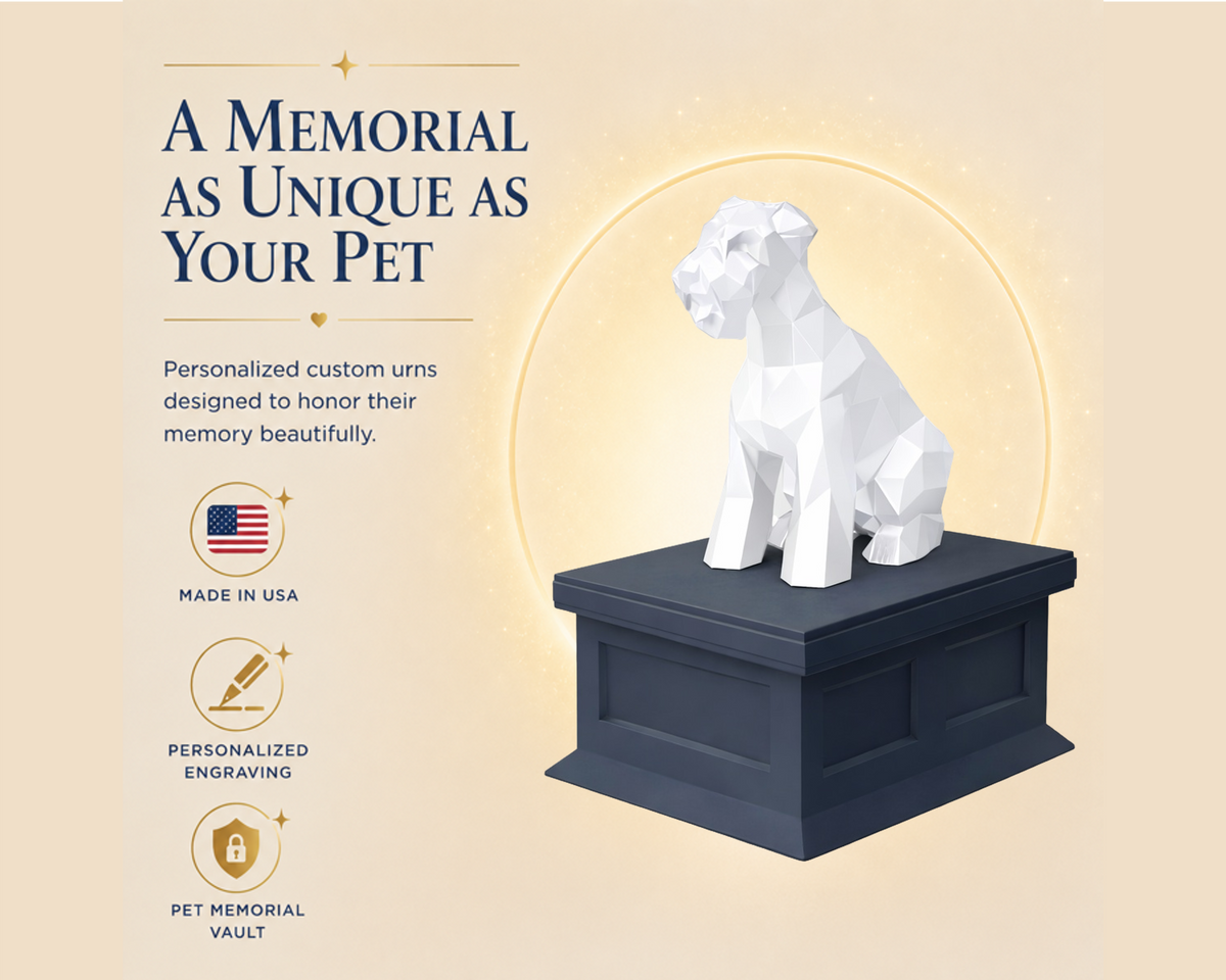 black vault white Schnauzer custom pet urn