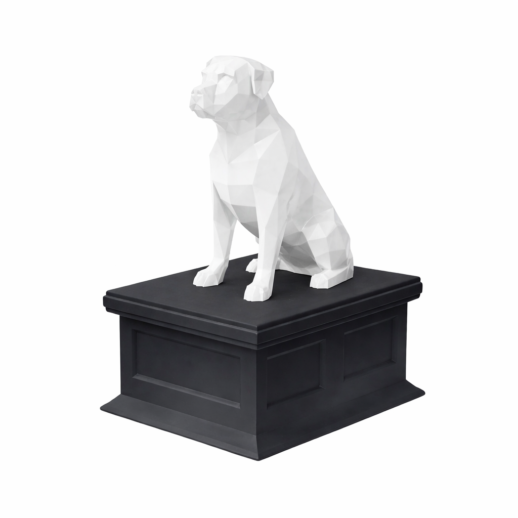 black vault white Rottweiler pet urn