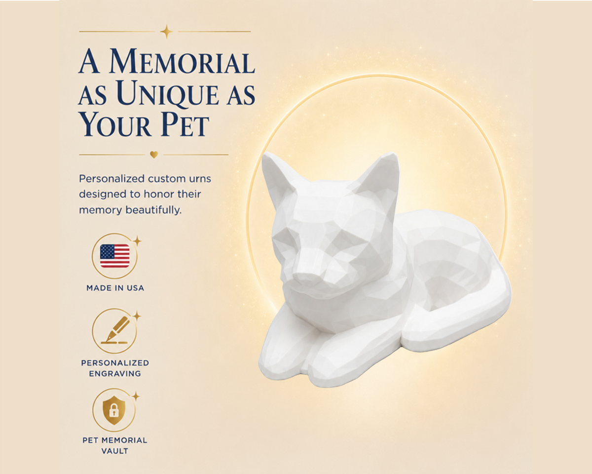 white Cat laying Pet Capsule custom Urn