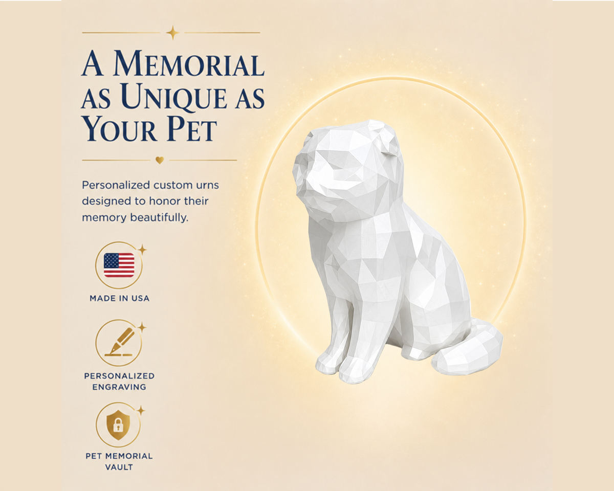 white Scottish Fold Cat Pet Capsule custom Urn